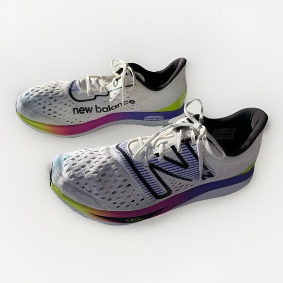 New Balance FuelCell SuperComp Elite v3 Women’s 10 Racing Shoes White Rainbow - Picture 2 of 9